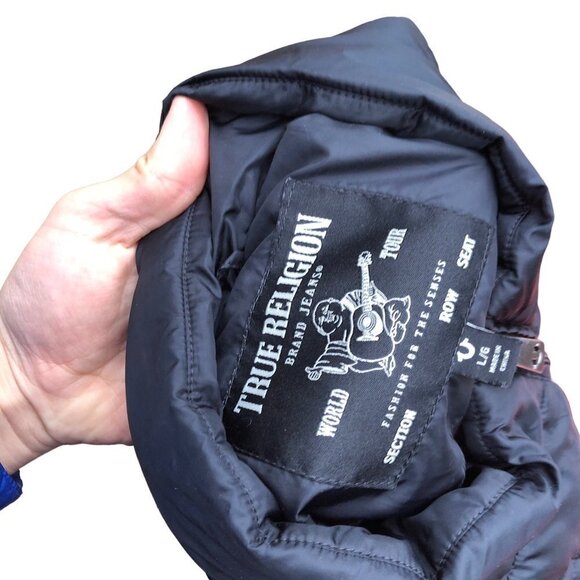 Rare True Religion Puffer Jacket Large Black - Picture 8 of 8